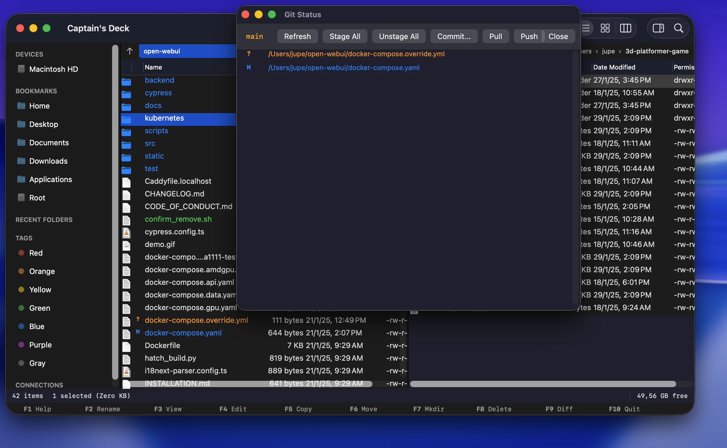 Git integration panel