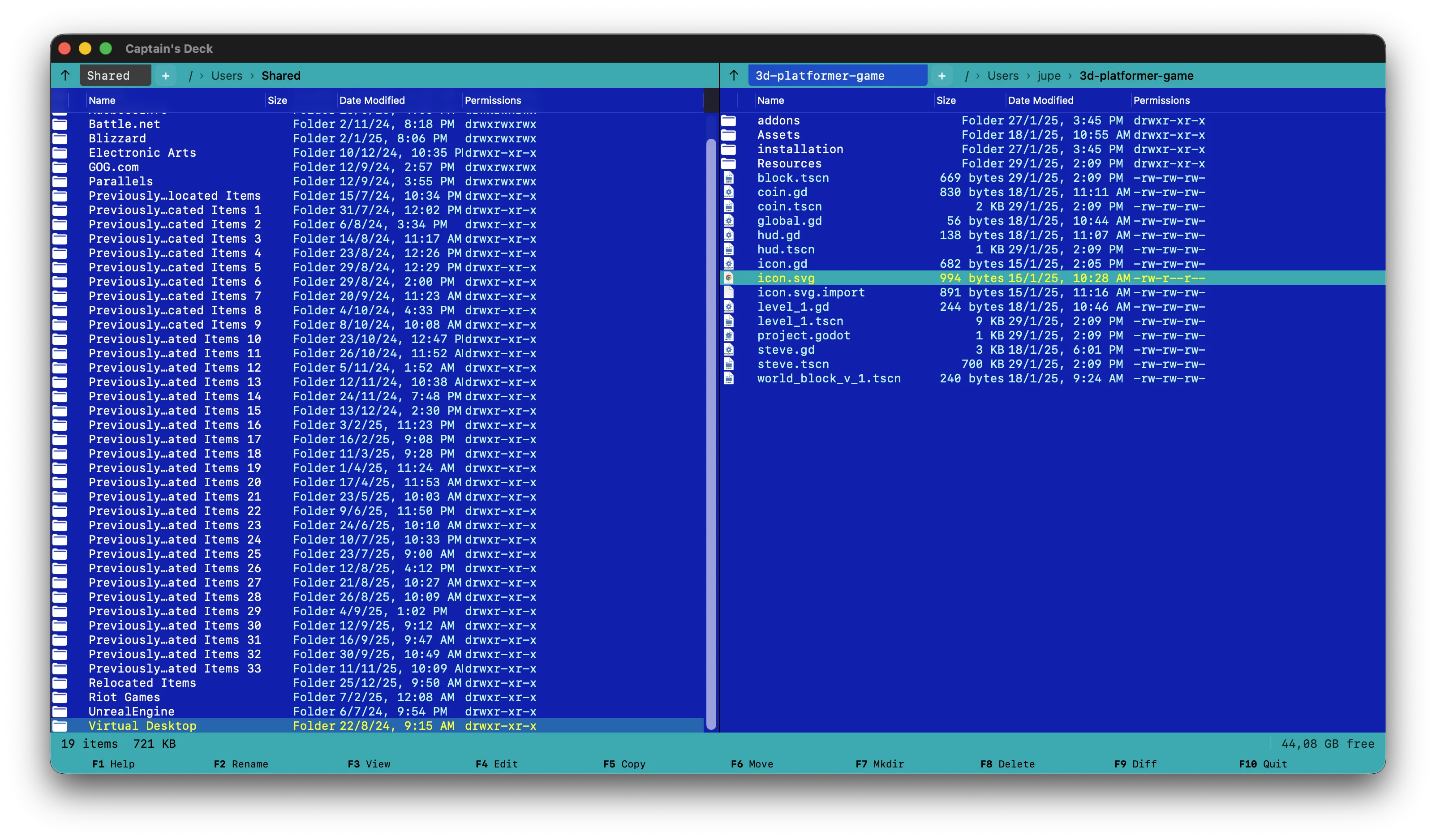 Captain's Deck with Norton Commander theme